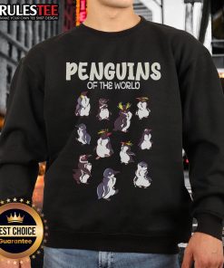 Awesome penguins on a retro sweatshirt, showcasing adorable animals of the world design for casual wear.