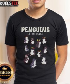 Awesome Penguins Animals Of The World Retro T-Shirt featuring playful penguin graphics on a vintage-style background.