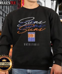 Alt Text: Awesome Phoenix Suns Hardwood Classics Triple Stack Sweatshirt featuring vibrant team colors and logo design.