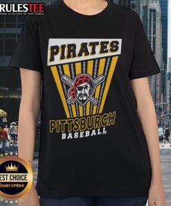 Alt Text: Awesome Pittsburgh Pirates Baseball Starter Ladies Tee in black with team logo, perfect for fans and casual wear.