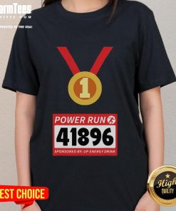 Runner in 'Awesome Power Run' tee, sponsored by Up Energy Drink, participating in half marathon event.