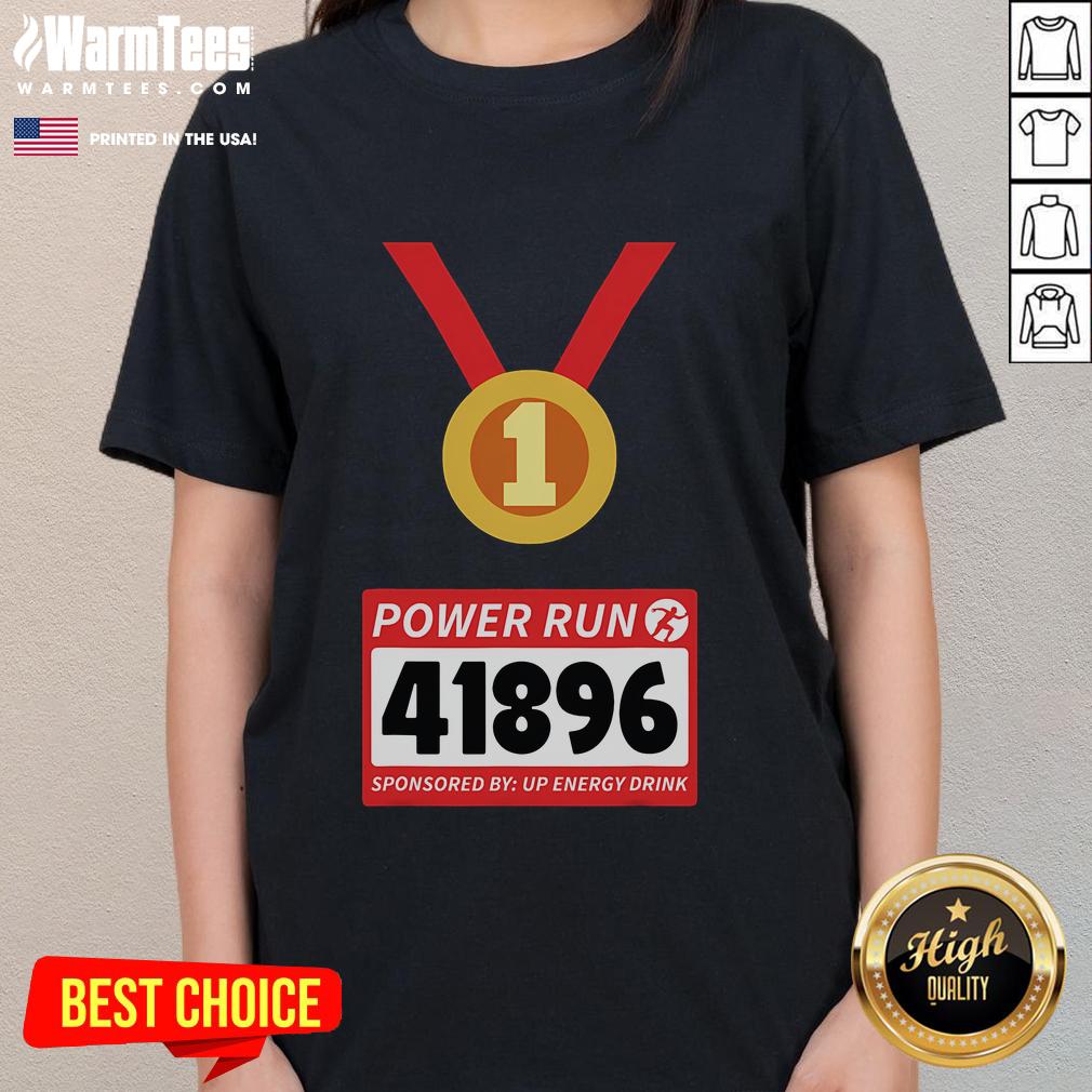 Awesome Power Run 41896 Sponsored By Up Energy Drink Running Runner Half Marathon Ladies-Tee Runner in 'Awesome Power Run' tee, sponsored by Up Energy Drink, participating in half marathon event.