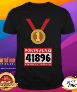 Alt Text: Awesome Power Run 41896 T-shirt for runners, sponsored by Up Energy Drink, featuring half marathon design.