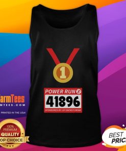 Runner wearing a tank top at the Awesome Power Run, sponsored by Up Energy Drink, during a half marathon event.