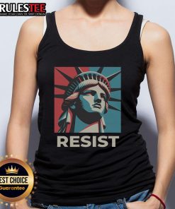 Alt Text: Awesome retro vintage Resist Statue of Liberty tank top design showcasing a bold, patriotic graphic.
