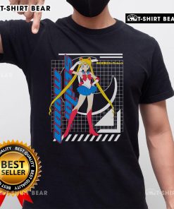 Alt Text: Awesome Sailor Moon Usagi Tsukino anime girl retro t-shirt featuring vibrant colors and iconic character design.