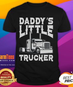 Alt Text: Awesome semi truck Daddy's Little Trucker T-shirt featuring a vibrant truck design, perfect for young truck enthusiasts.