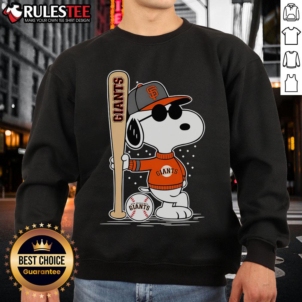 Awesome Snoopy Standing Pose San Francisco Giants Baseball Sweatshirt Alt Text: Snoopy standing pose on a San Francisco Giants baseball sweatshirt, showcasing a playful and sporty design.