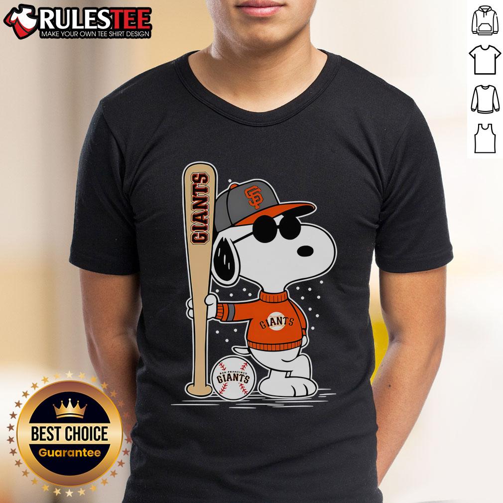 Awesome Snoopy Standing Pose San Francisco Giants Baseball T Shirt Alt Text: Awesome Snoopy standing pose on a San Francisco Giants baseball t-shirt, featuring vibrant colors and playful design.
