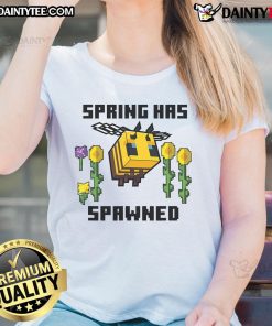 Awesome Spring spawned Minecraft Bee Ladies Tee featuring vibrant graphics and playful design for gamers.