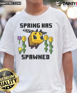 Awesome Spring Has Spawned Minecraft Bee T-Shirt featuring a vibrant bee graphic, perfect for Minecraft fans in spring.