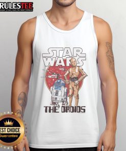 Awesome Star Wars droids tank top featuring iconic characters and vibrant graphics, perfect for fans and casual wear.