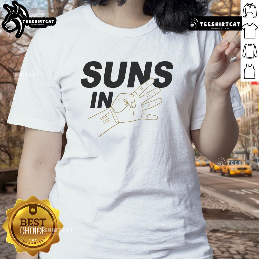 Awesome Suns In 4 Playoff Basketball Ladies Tee Awesome Suns in 4 Playoff Basketball ladies tee showcasing vibrant team colors and stylish design for female fans.