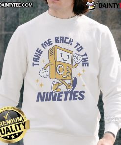 Alt Text: Awesome Take Me Back to the Nineties Game Boy Console Retro Sweatshirt in vibrant colors, perfect for nostalgic gamers.