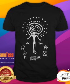 Alt Text: Awesome Tamgaly Shaman Cave petroglyph design on an archaeology T-shirt, showcasing ancient art and cultural heritage.