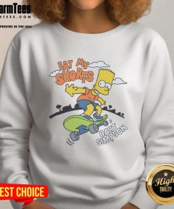 Alt Text: Bart Simpson Eat My Shorts sweatshirt featuring vibrant colors and iconic cartoon design from The Simpsons series.