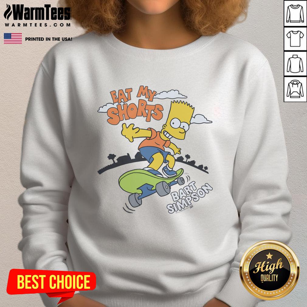 Awesome The Simpsons Bart Simpson Eat My Shorts Sweatshirt Alt Text: Bart Simpson Eat My Shorts sweatshirt featuring vibrant colors and iconic cartoon design from The Simpsons series.