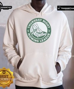Awesome Thursday Night Mowing League Hoodie in vibrant colors, perfect for lawn care enthusiasts and stylish outdoor wear.