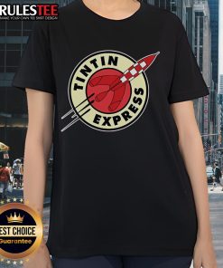 Awesome Tintin Express Rocket Ladies Tee featuring vibrant graphic design and comfortable fit for fans of Tintin.
