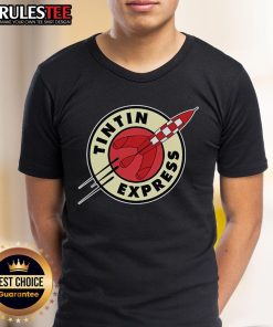 Awesome Tintin Express Rocket T-Shirt featuring vibrant graphics of Tintin and the iconic rocket design.