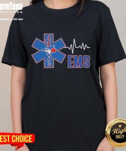 Alt Text: Toronto Blue Jays EMS Rod of Asclepius ladies tee featuring a stylish design, perfect for fans and casual wear.