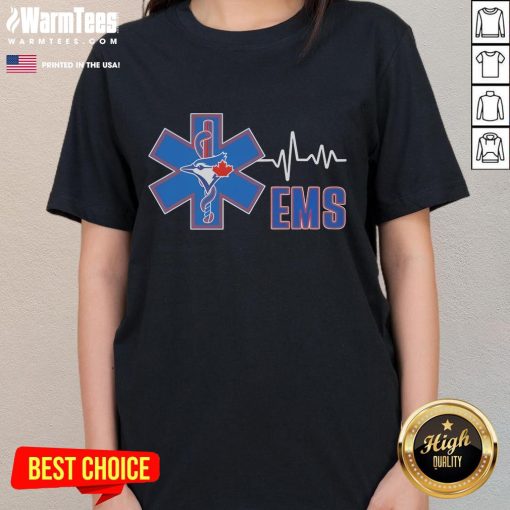 Alt Text: Toronto Blue Jays EMS Rod of Asclepius ladies tee featuring a stylish design, perfect for fans and casual wear.