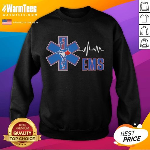 Alt Text: Awesome Toronto Blue Jays EMS Rod of Asclepius sweatshirt featuring bold team colors and logo.