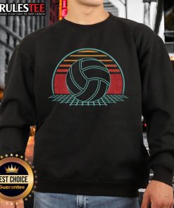 Retro 80s style sweatshirt featuring an awesome volleyball lover graphic, perfect for fans of vintage volleyball fashion.