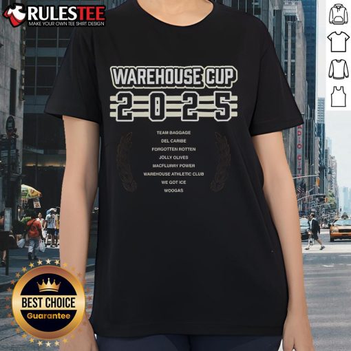 Awesome Warehouse Cup 2025 Ladies Tee from Warehouse Athletic Club, featuring a stylish design for sports enthusiasts.