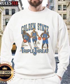 Awesome Warriors Triple Threat Green Curry Butler III Sweatshirt featuring vibrant colors and comfortable fit for fans.