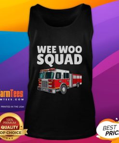 Awesome Wee Woo Squad firefighter fire truck tank top featuring a vibrant design for fireman fans and apparel lovers.