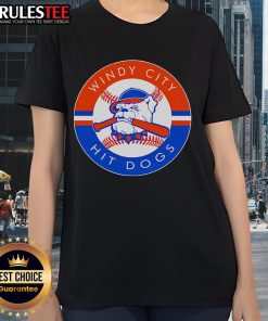 Alt Text: Awesome Windy City Hit Dawgs logo on a stylish ladies tee, perfect for fans of the team and casual wear.