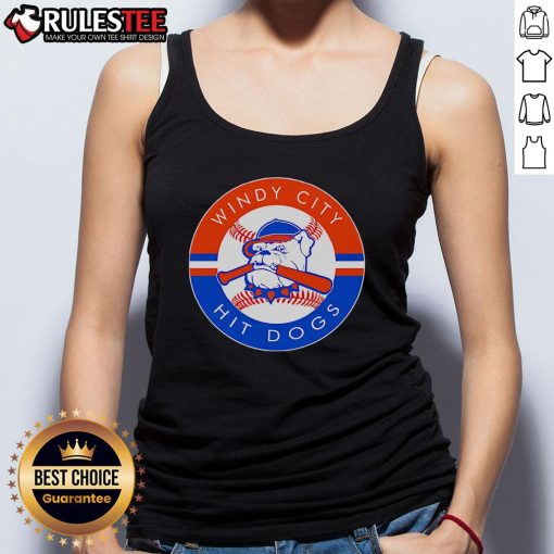 Alt Text: Awesome Windy City Hit Dawgs logo tank top featuring bold graphics and vibrant colors, perfect for fans and summer wear.
