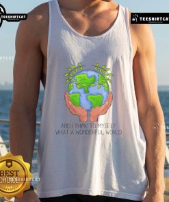 Earth Day tank top featuring 'What a Wonderful World' design, perfect for eco-friendly fashion lovers.