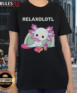 Cute Axolotl lover Mexican salamander Relaxolotl ladies tee featuring a vibrant axolotl graphic, perfect for fans and enthusiasts.