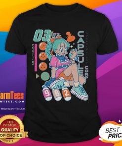 Retro Cute Bulma Boyfriend Detector T-Shirt from Capsule Corporation, featuring vibrant anime design and playful graphics.