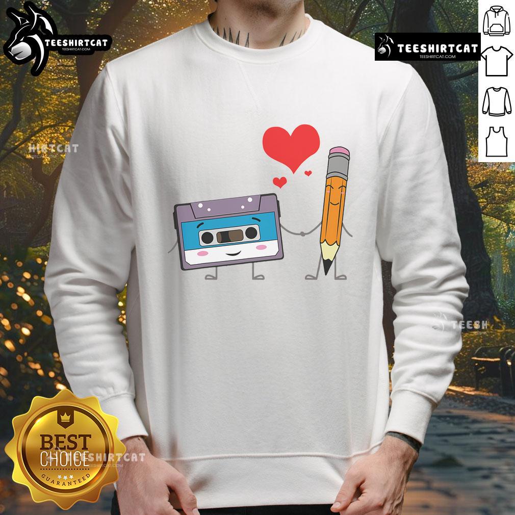 Cute Cassette Tape Pencil Retro Vintage 70'S 80'S 90'S Music Sweatshirt Cute cassette tape pencil design on a retro vintage sweatshirt, celebrating 70s, 80s, and 90s music culture.