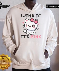 Alt Text: Cute cat winking on a pink hoodie, perfect for funny adult humor. Stylish and playful design for cat lovers.