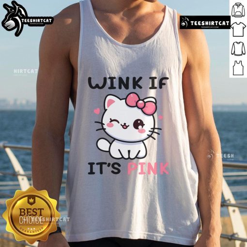 Alt Text: Adorable cat winking on a pink tank top with If it's pink text, perfect for funny adult humor lovers.