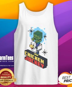 Cute chicken jockey graphic on vintage tank top, perfect for animal lovers and fun fashion enthusiasts.