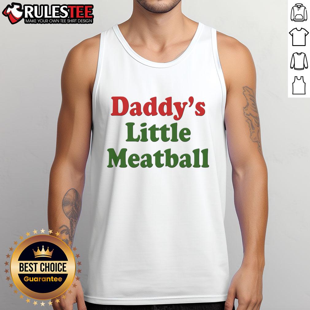 Cute Daddy'S Little Meatball Tank Top Alt Text: Adorable 'Daddy's Little Meatball' tank top for kids, featuring playful typography and a fun design for summer wear.