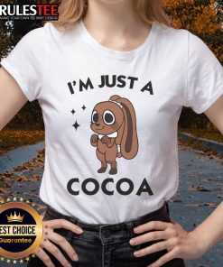 Cute Dandys World Easter Cocoa the Chocolate Easter Bunny ladies tee featuring a playful bunny design for spring.