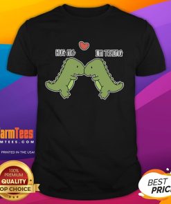 Alt Text: Cute dinosaur graphic on a funny t-shirt with the phrase Hug Me I'm Trying for a playful and humorous style.