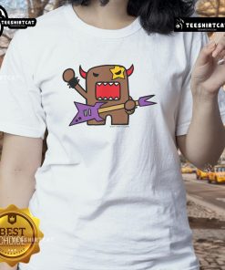 Cute Domo Rocker cartoon character on a stylish ladies tee, perfect for casual wear and anime fans.