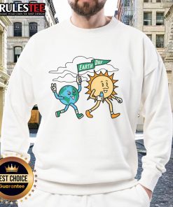 Cute Earth Day flag sweatshirt featuring vibrant colors and eco-friendly design, perfect for celebrating Earth Day.