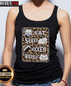 Cute Eat Sleep Hockey Repeat tank top for hockey lovers, featuring a fun design perfect for sports enthusiasts.