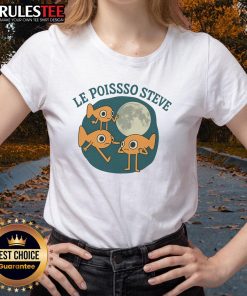 Cute fish design on Le Poisson Steve ladies tee, perfect for ocean lovers and stylish casual wear.