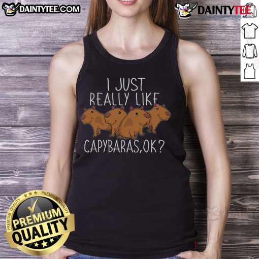 Alt Text: Cute capybara lover tank top featuring a playful capybara design, perfect for animal enthusiasts and summer wear.