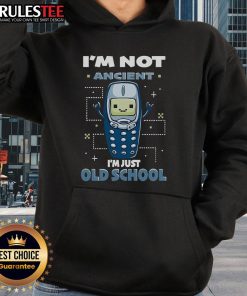 Cute 'I'm Not Ancient, I'm Just Old School' hoodie design featuring retro graphics and a cozy fit for vintage lovers.