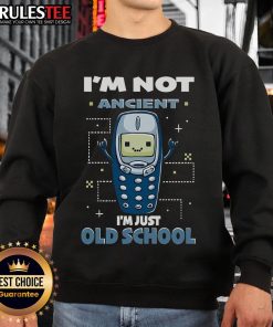 Cute 'I'm Not Ancient, I'm Just Old School' sweatshirt in a stylish design, perfect for vintage fashion lovers.